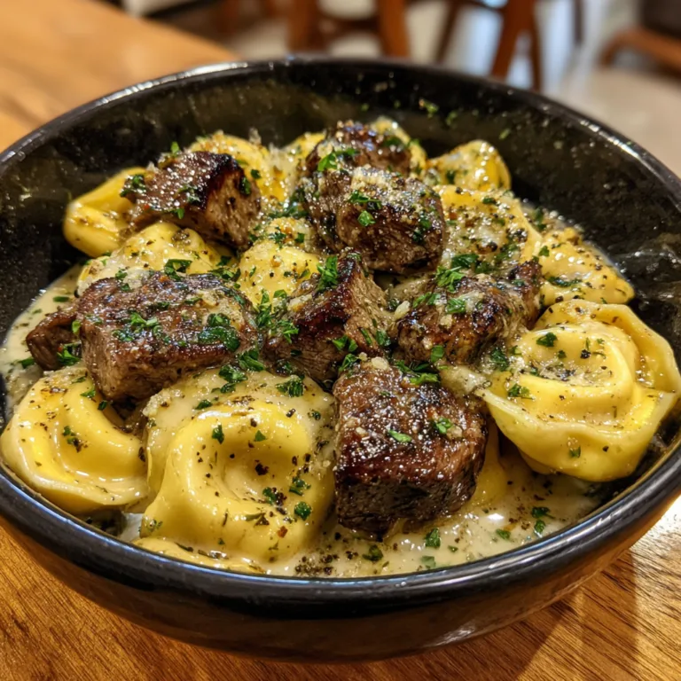Creamy Garlic Steak Tortellini Recipe
