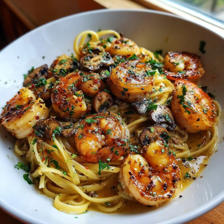Garlic Shrimp Mushroom Pasta