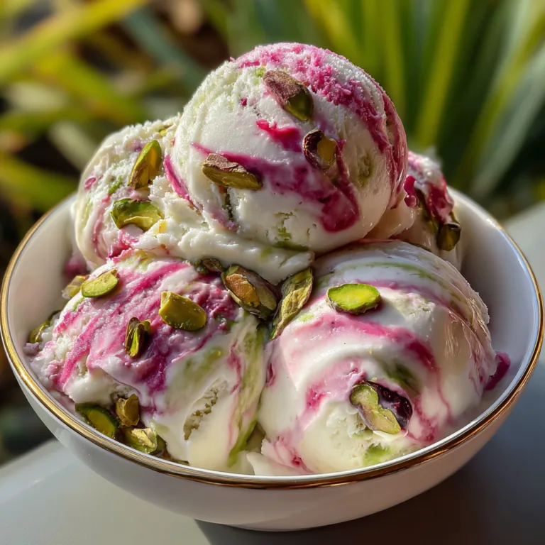 Raspberry Pistachio Swirl Ice Cream
