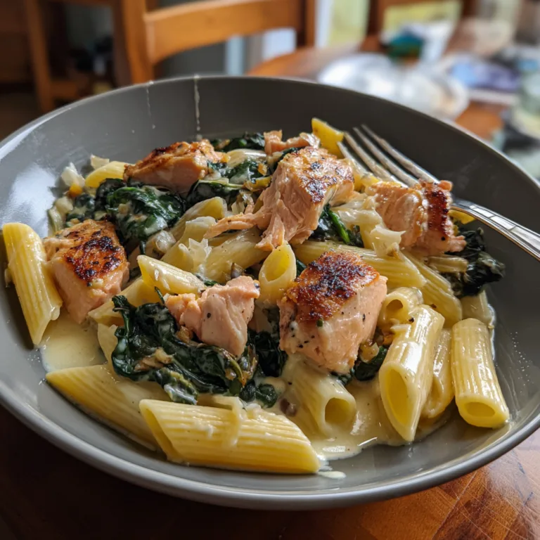 Salmon Spinach Cream Pasta