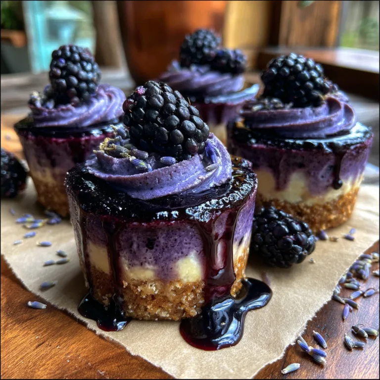 Mini Blackberry Lavender Cheesecakes