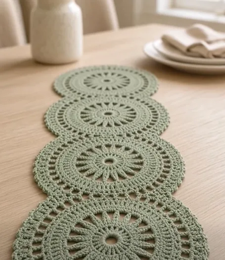 Easy Crochet Table Runner Pattern: Sage Medallion Lace