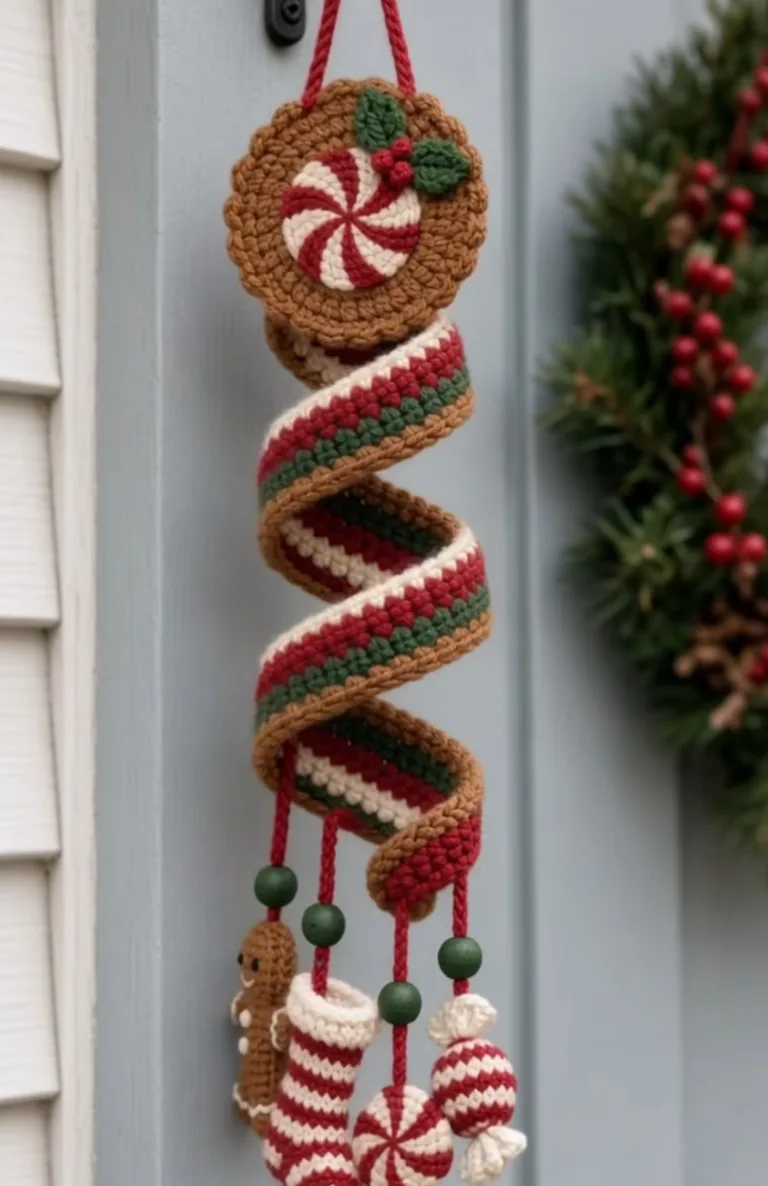 Gingerbread & Peppermint Spiral Door Hanging