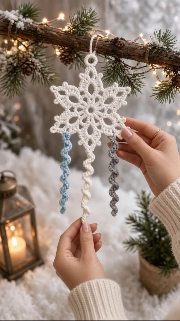 Snowflake & Icicle Trio Ornament ❄️✨
