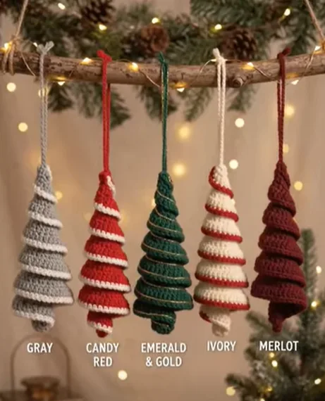 Spiral Christmas Tree Ornaments — 5 Colorways