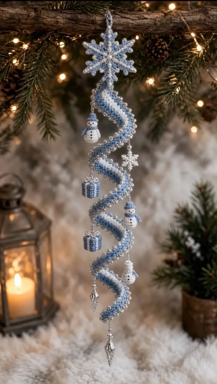 Frosted Icicle Spiral Garland ❄️🧶
