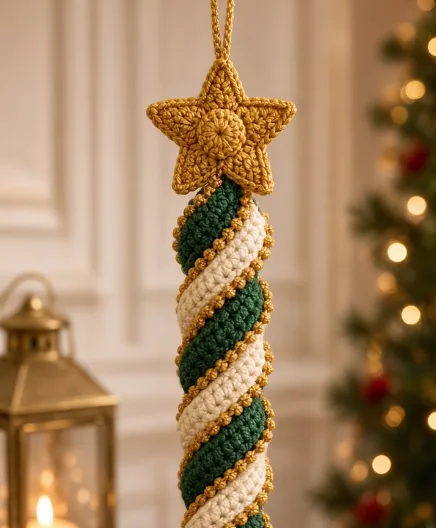 Double-Helix Spiral Tree & Gold Star Ornament 🎄✨