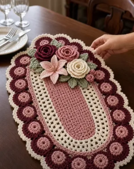 Rose & Lily Crochet Table Runner Reveal 🌹